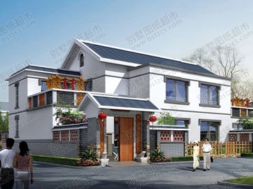 農村二層雙拼房屋帶閣樓_別墅設計圖紙,農村房屋設計圖,農村自建房設計