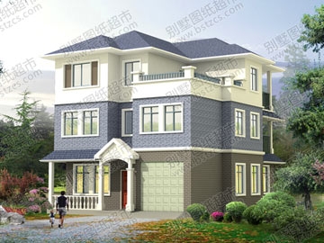 三層帶車庫新農村房屋設計圖紙及效果圖_別墅設計圖紙_農村房屋設計圖