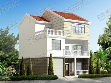 占地100平方農村三層帶車庫自建房設計圖_別墅設計圖紙,農村房屋設計圖