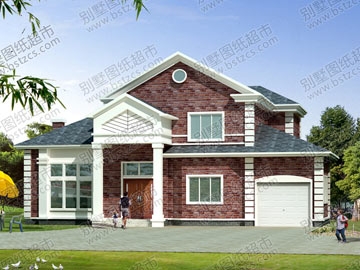 獨特二層帶車庫別墅設計圖紙及效果圖_別墅設計圖紙,農村房屋設計圖