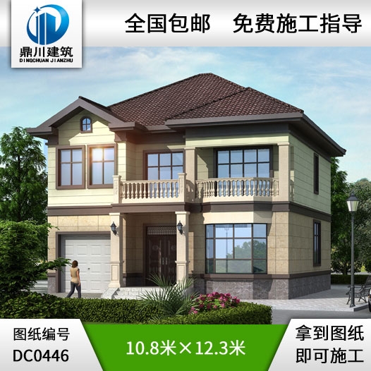 二層帶車庫農(nóng)村小別墅設計圖紙_鄉(xiāng)村兩層自建房別墅圖紙,鼎川建筑