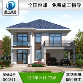 新農村現代二層帶車庫別墅圖紙及效果圖_農村兩層自建房設計圖紙,鼎川建筑