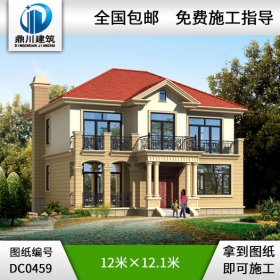 漂亮的二層農村小別墅設計施工圖及效果圖_農村二層別墅圖紙,鼎川建筑