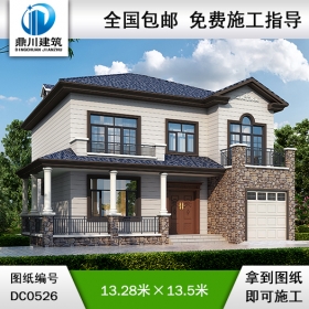 農村二層帶走廊車庫自建房別墅設計圖紙_農村別墅圖紙,鼎川建筑