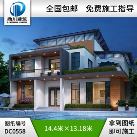 現代三層簡約別墅設計圖紙_農村三層別墅圖紙,鼎川建筑