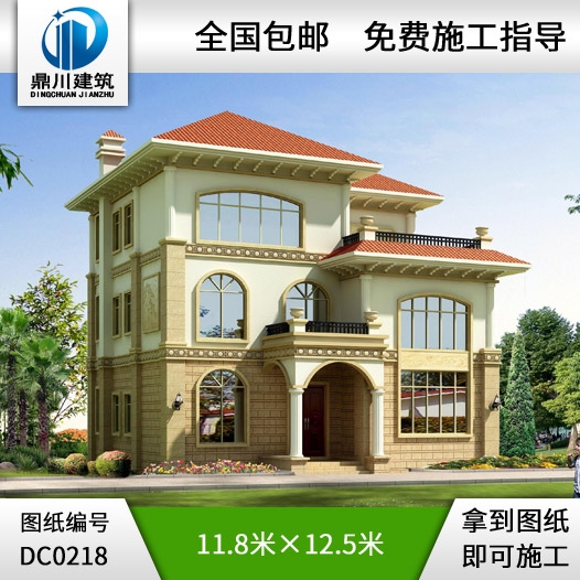 漂亮豪華的三層帶露臺歐式別墅圖紙_別墅設計圖紙,三層歐式別墅