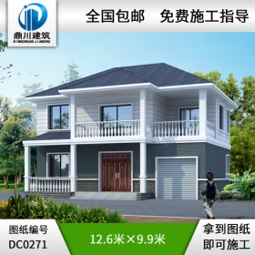 二層帶車庫(kù)小別墅效果圖及施工圖_農(nóng)村房屋設(shè)計(jì)圖,鼎川建筑