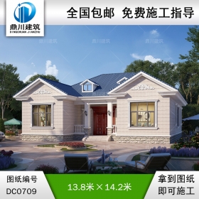 歐式一層實用別墅設(shè)計施工圖紙及效果圖_新農(nóng)村自建平房設(shè)計,鼎川建筑