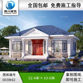 實用的歐式一層小別墅施工圖紙及效果圖_農(nóng)村自建房子設(shè)計,鼎川建筑