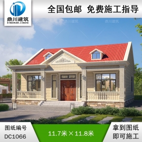 歐式一層帶堂屋別墅圖紙及外觀效果圖_農村自建別墅設計,鼎川建筑