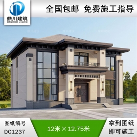 新中式三層帶架空層復(fù)式別墅施工圖紙及效果圖_農(nóng)村自建別墅設(shè)計,鼎川建筑