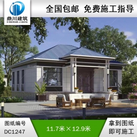 簡約一層別墅施工圖紙及效果圖_農村自建別墅設計,鼎川建筑