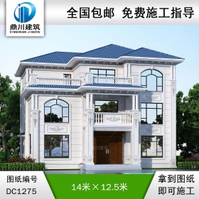 歐式三層別墅施工圖紙及效果圖_農村自建別墅設計,鼎川建筑