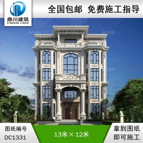 歐式五層復式別墅施工圖紙及效果圖_農村自建別墅設計,鼎川建筑