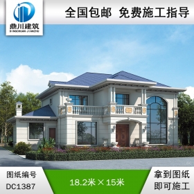 歐式二層別墅效果圖及施工圖紙_農(nóng)村自建別墅設(shè)計(jì),鼎川建筑