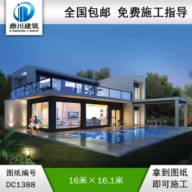 現(xiàn)代二層別墅效果圖及施工圖紙_農(nóng)村自建別墅設(shè)計(jì),鼎川建筑