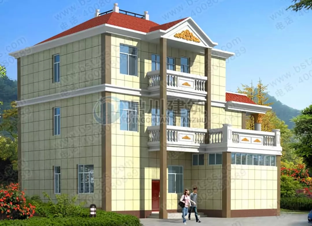 挑空客廳+旋轉(zhuǎn)樓梯，13×14三層優(yōu)雅大氣歐式別墅