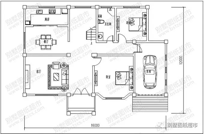 帶車庫二層農村別墅