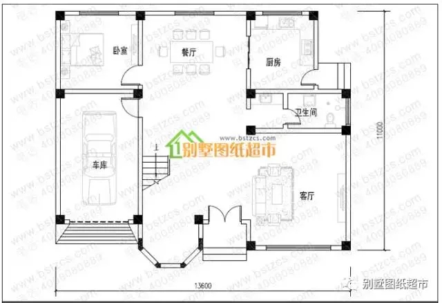 帶車庫二層農村別墅